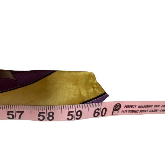 Franco Napoli Handmade NeckTie100% Silk Italy Purple Gold Swirl 60”x 4” Retro - Picture 4 of 6